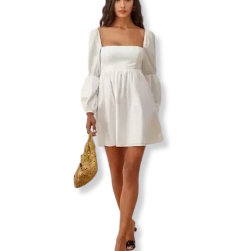 Reformation Women's White Long Sleeve Mini Dress - Picture 4 of 8